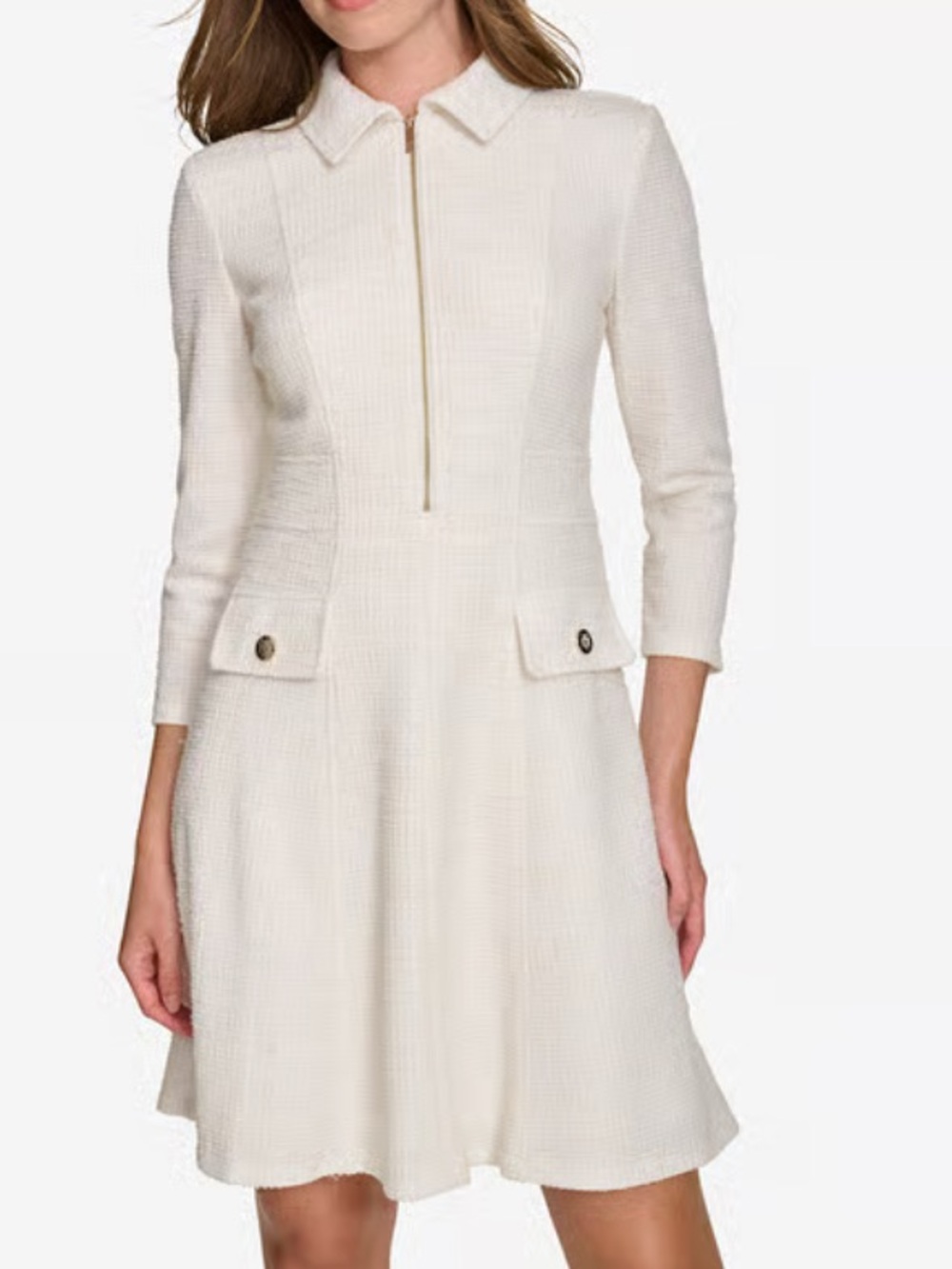 Tommy Hilfiger Long Sleeve Boucle Fit & Flare Dress Size 10